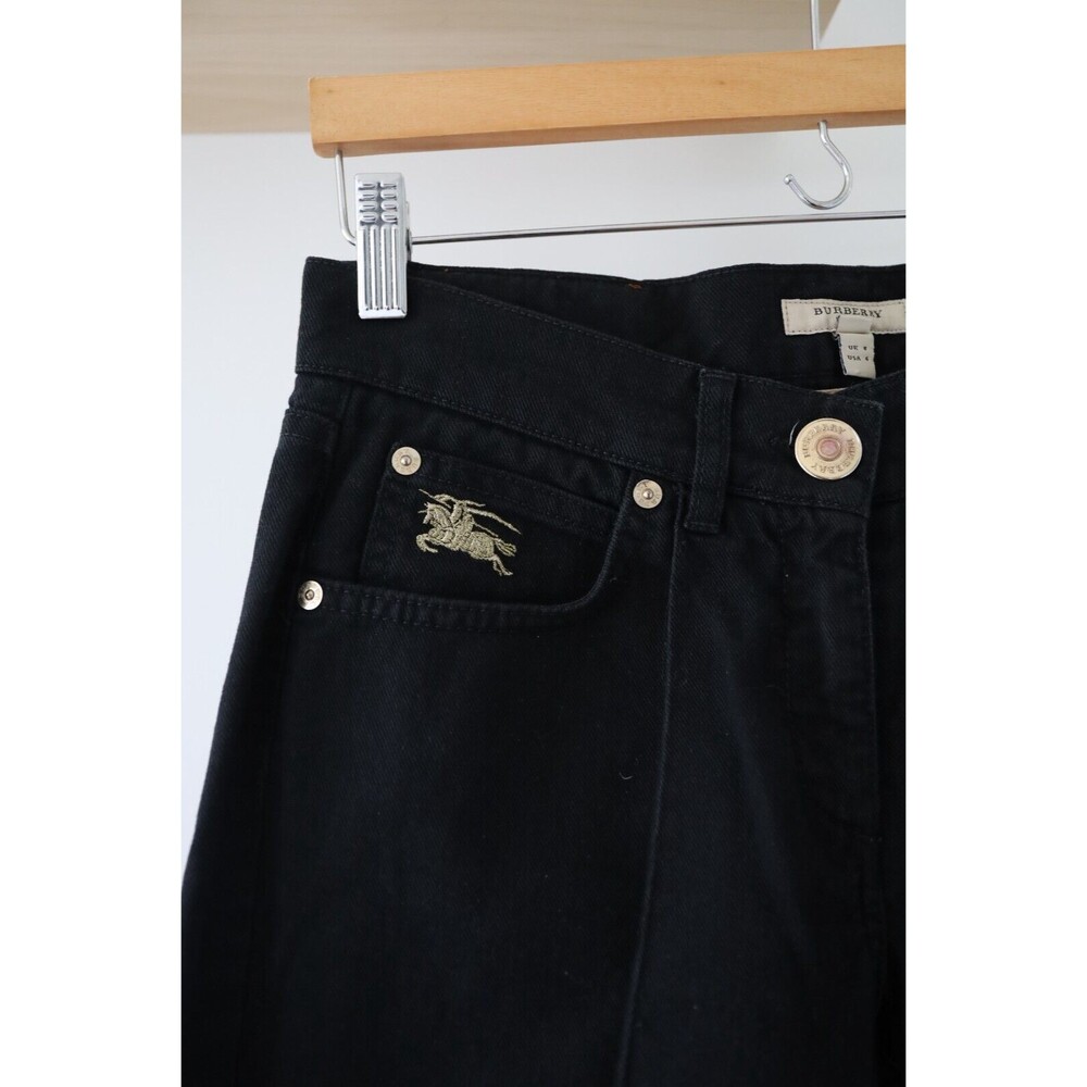 Burberry London Womens Size 6 Black Straight Jeans Pleated Retro Grunge Goth - Picture 5 of 12